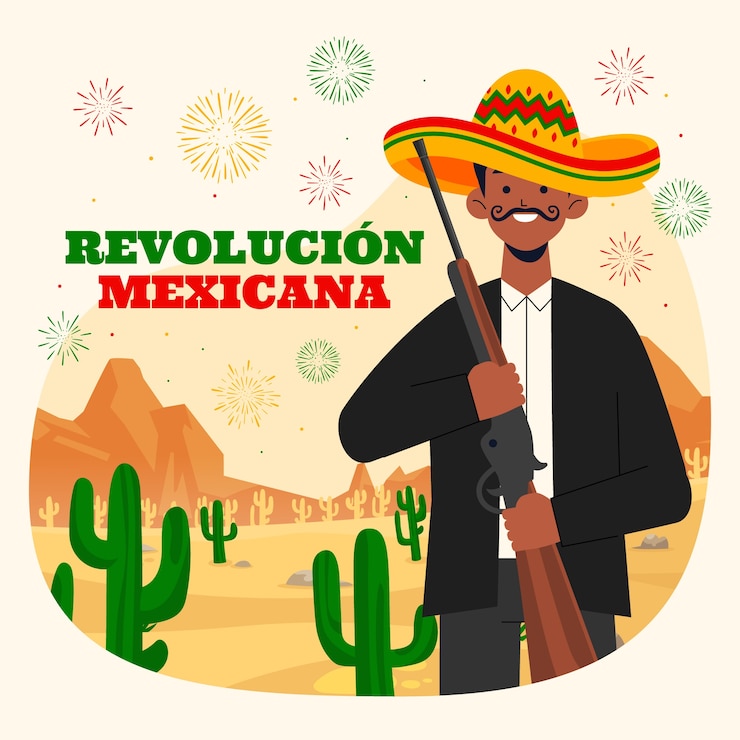 Vector gratuito ilustración plana revolución mexicana