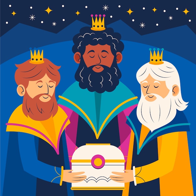 Vector gratuito ilustración plana de reyes magos