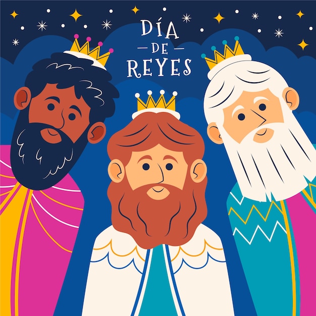 Vector gratuito ilustración plana de reyes magos