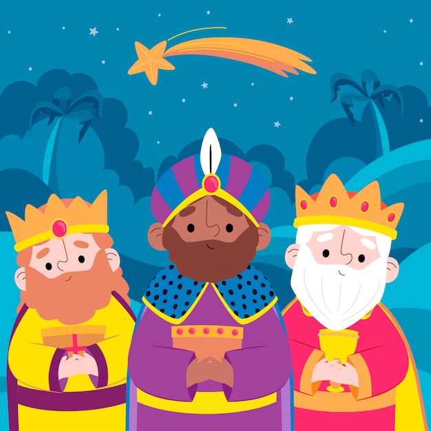 Vector gratuito ilustración plana para reyes magos