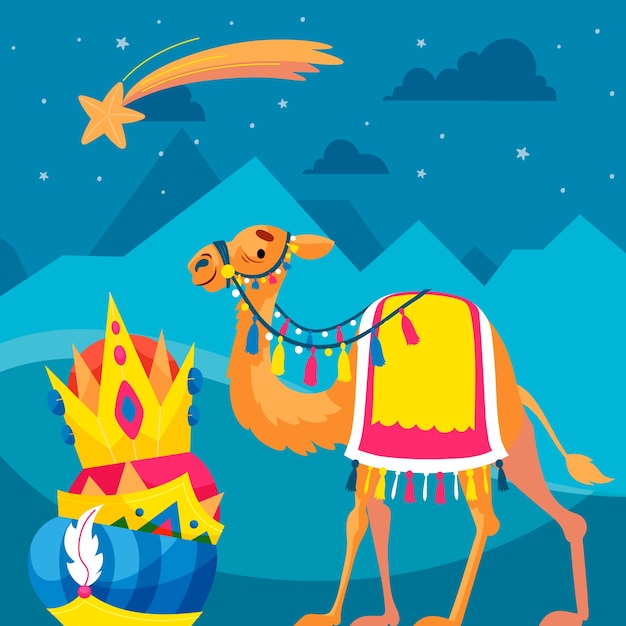 Ilustración plana para reyes magos