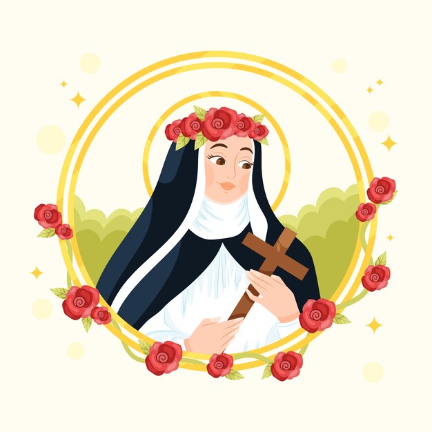 Ilustración plana santa rosa de lima