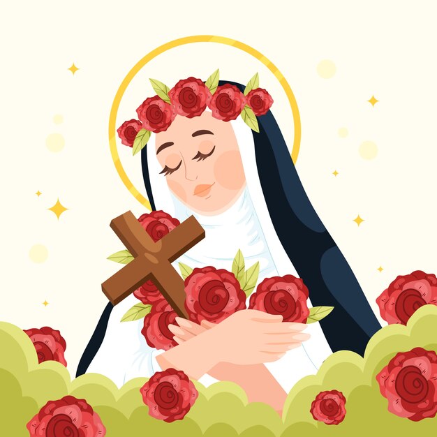 Ilustración plana santa rosa de lima