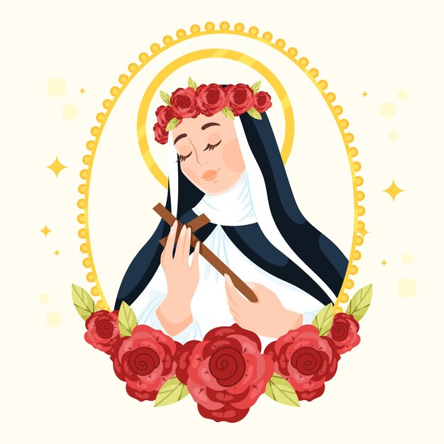 Ilustración plana santa rosa de lima