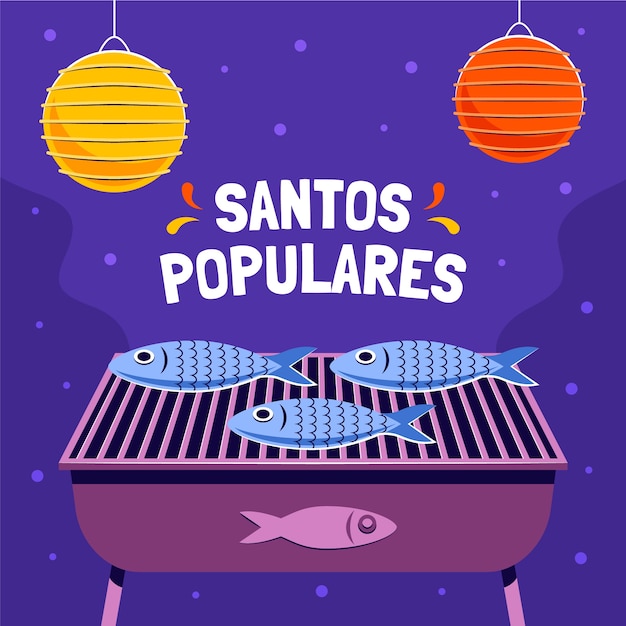 Ilustración plana de santos populares