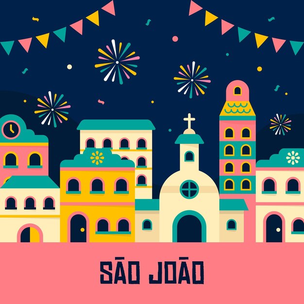 Ilustración plana de sao joao