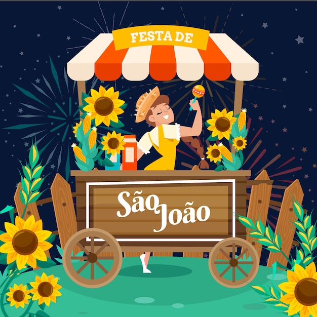 Ilustración plana de sao joao