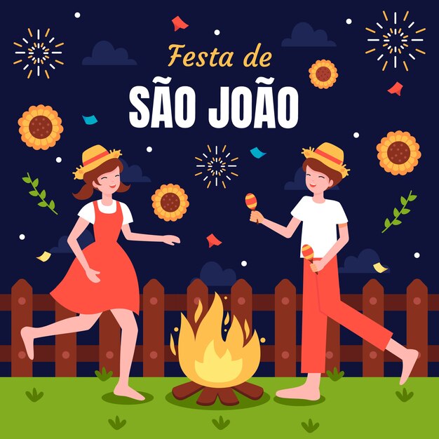 Ilustración plana de sao joao