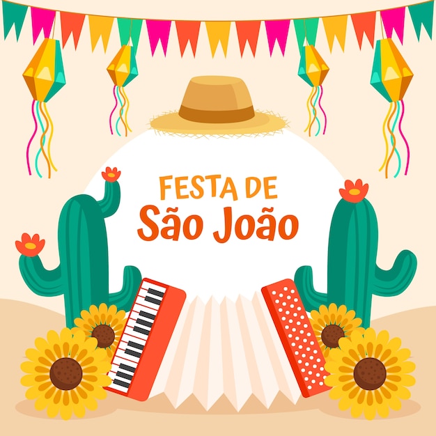 Ilustración plana de sao joao