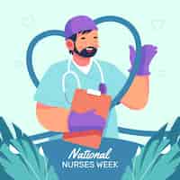 Vector gratuito ilustración plana para la semana nacional de las enfermeras