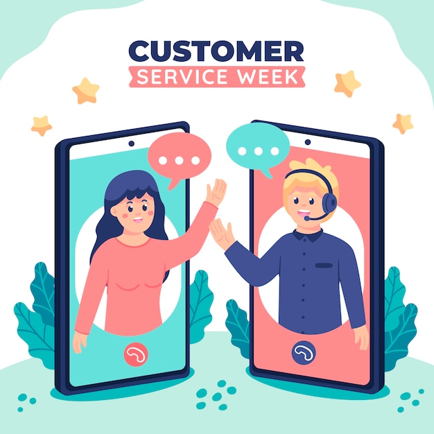 Vector gratuito ilustración plana de semana de servicio al cliente