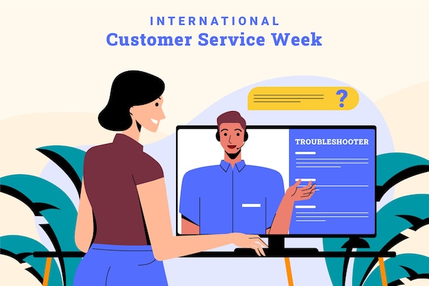 Vector gratuito ilustración plana de semana de servicio al cliente