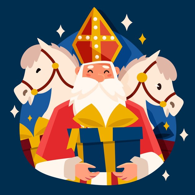 Ilustración plana de sinterklaas