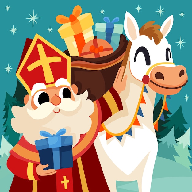 Ilustración plana de sinterklaas