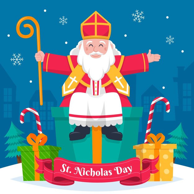 Ilustración plana de sinterklaas