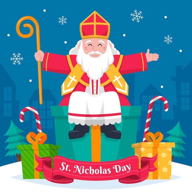Ilustración plana de sinterklaas
