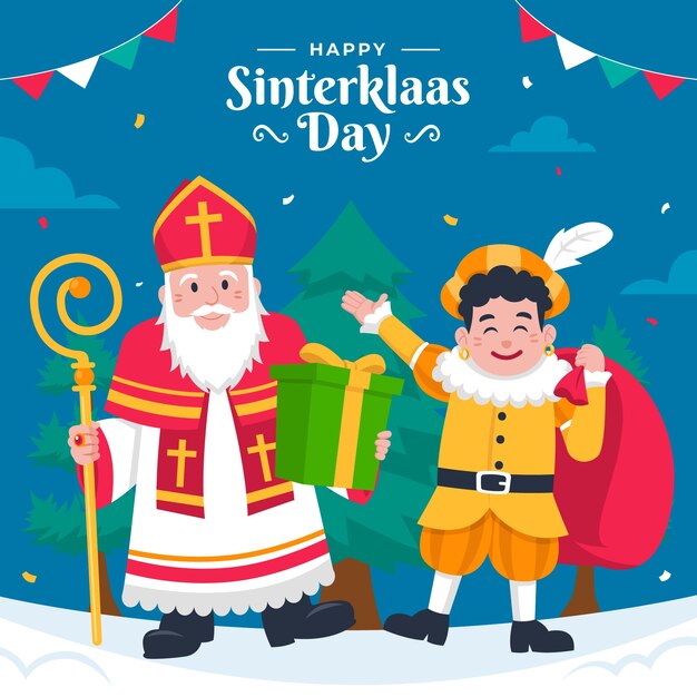 Ilustración plana de sinterklaas