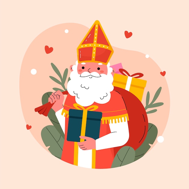 Ilustración plana de sinterklaas