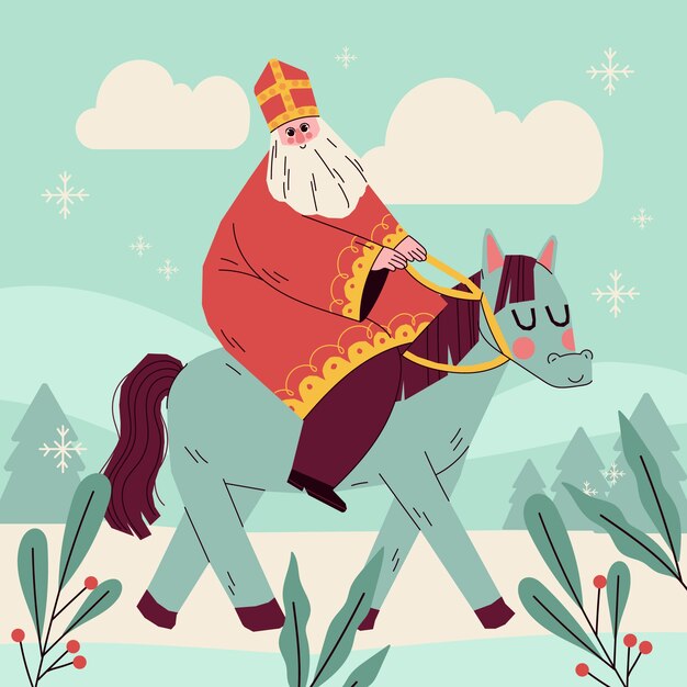 Ilustración plana de sinterklaas