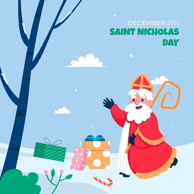 Ilustración plana de sinterklaas