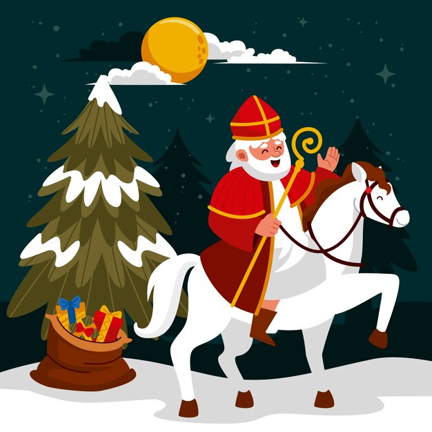 Ilustración plana de sinterklaas