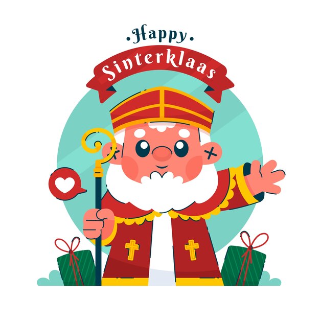 Ilustración plana de sinterklaas