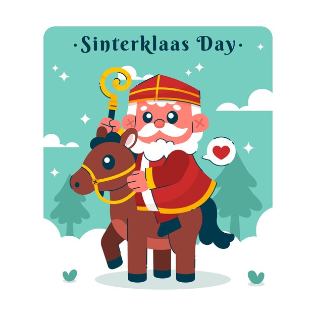 Ilustración plana de sinterklaas