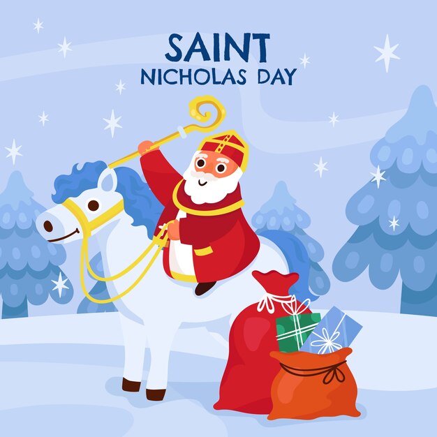 Ilustración plana de sinterklaas
