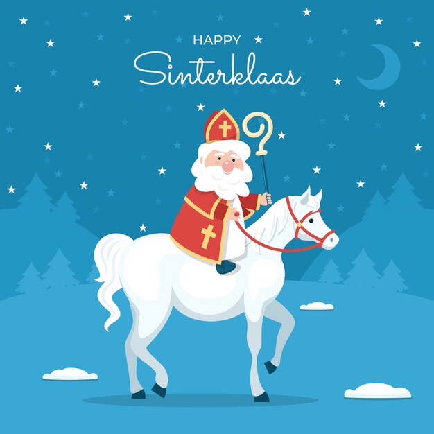 Ilustración plana de sinterklaas