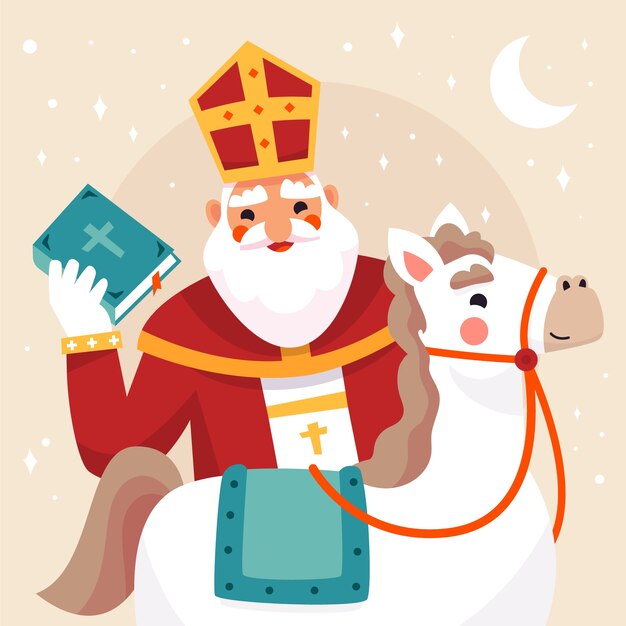 Ilustración plana de sinterklaas
