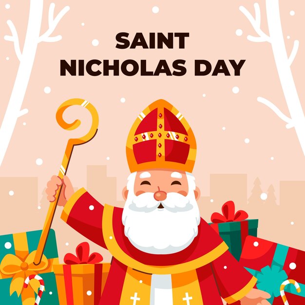 Ilustración plana de sinterklaas