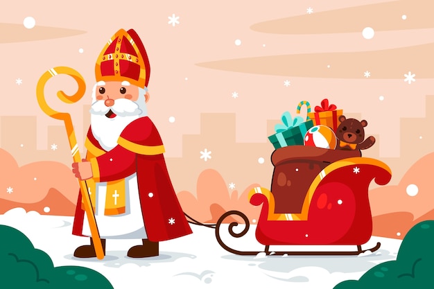 Ilustración plana de sinterklaas