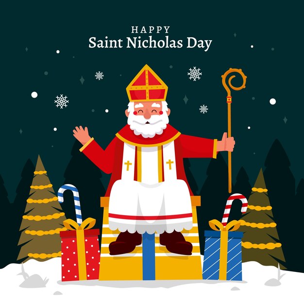 Ilustración plana de sinterklaas