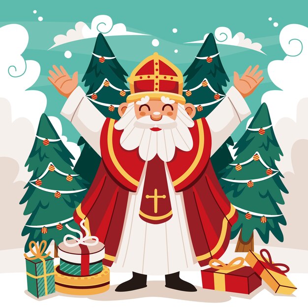 Ilustración plana de sinterklaas