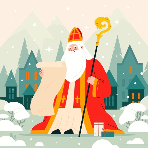 Ilustración plana de sinterklaas