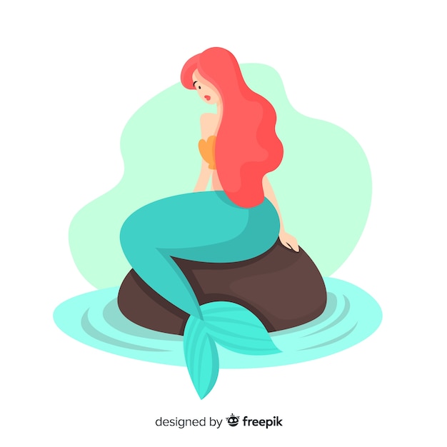 Ilustración plana de una sirena