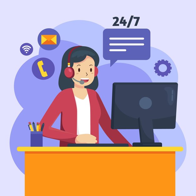 Ilustración plana de soporte al cliente