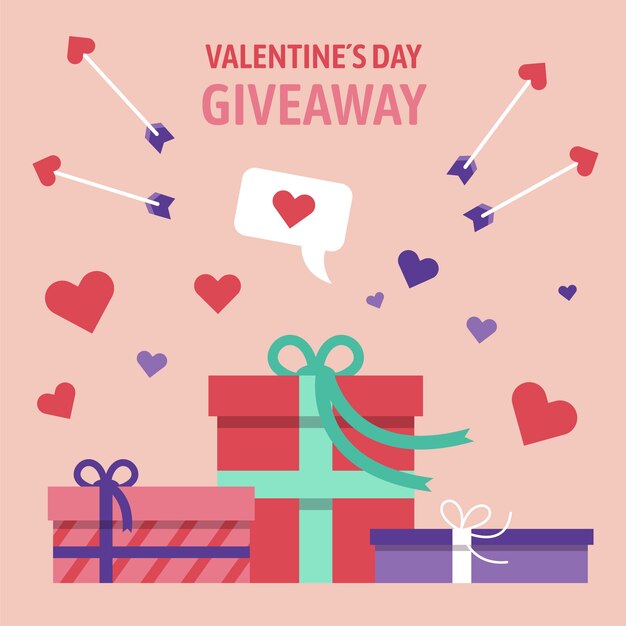 Ilustración plana del sorteo del día de san valentín