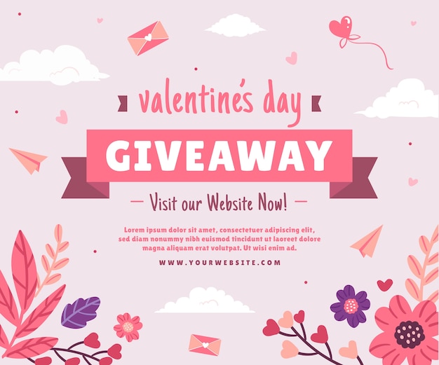 Vector gratuito ilustración plana del sorteo del día de san valentín