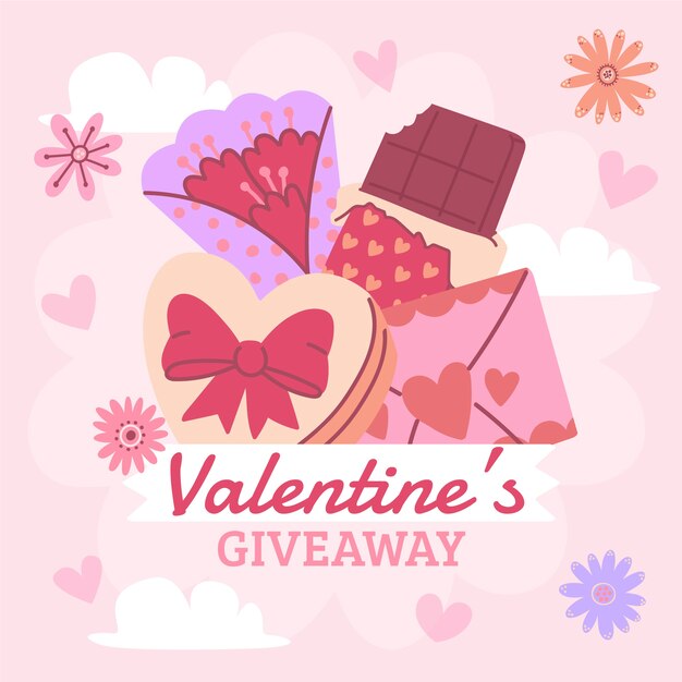 Vector gratuito ilustración plana del sorteo del día de san valentín