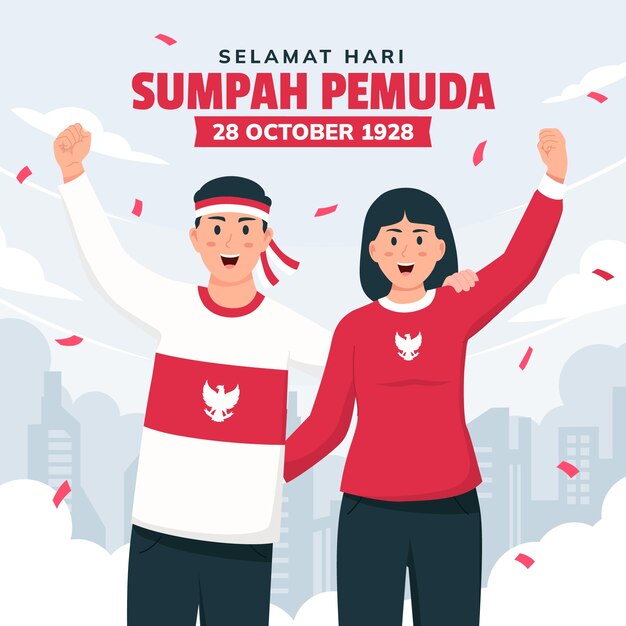 Ilustración plana para el sumpah pemuda indonesio