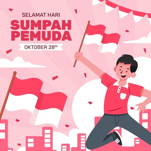 Ilustración plana para el sumpah pemuda indonesio