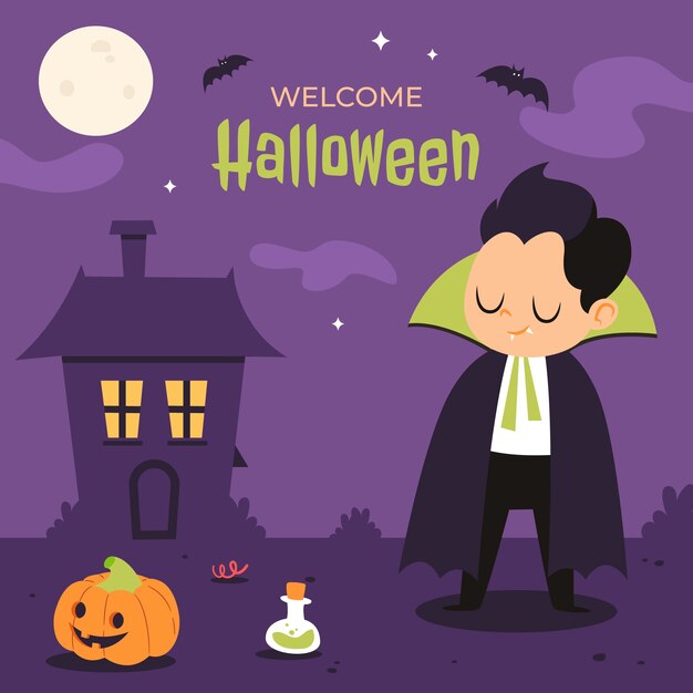 Ilustración plana para la temporada de halloween.