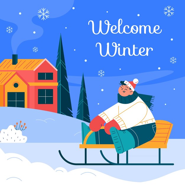 Ilustración plana para la temporada de invierno.