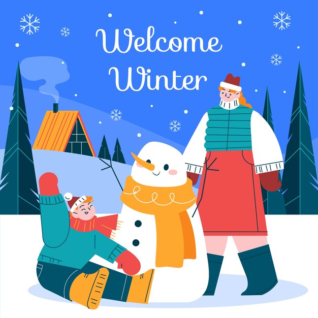 Ilustración plana para la temporada de invierno