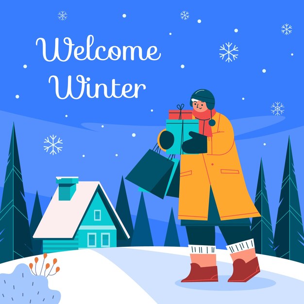 Ilustración plana para la temporada de invierno