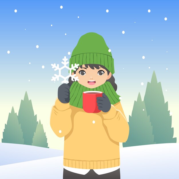 Ilustración plana para la temporada de invierno.