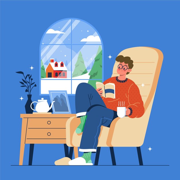 Ilustración plana para la temporada de invierno
