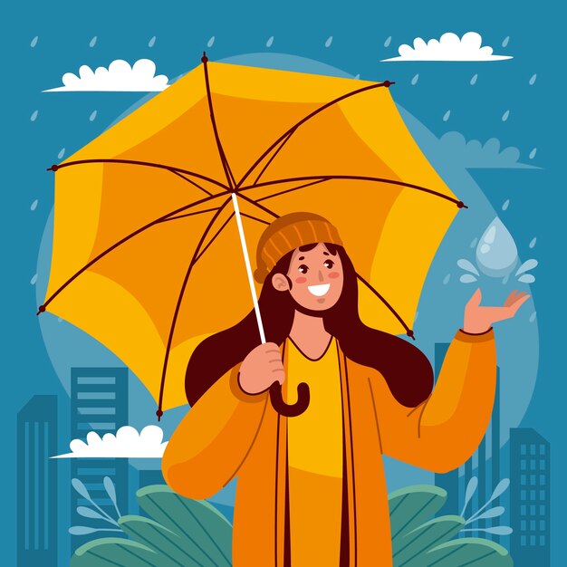 Ilustración plana para la temporada del monzón