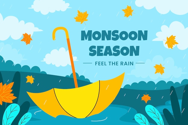 Ilustración plana para la temporada del monzón